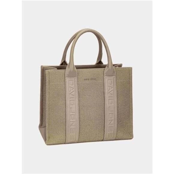 David Jones Canvas Tote Handbag with Contrast Leather Handles - Picture 6 of 10